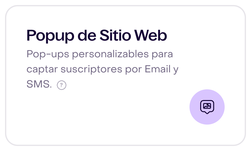 Tarjeta Popup de Sitio Web del catálogo de escritorio.