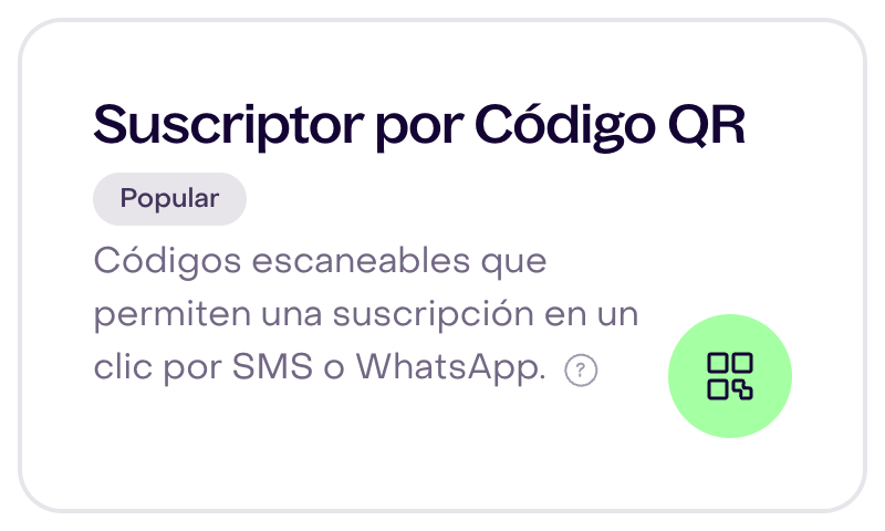 Suscriptor por Código QR en una cuenta ficticia.