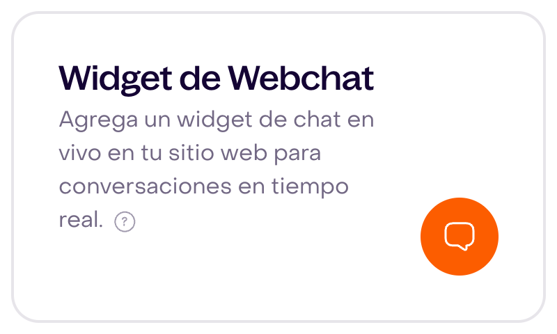Tarjeta Widget de Webchat del catálogo de misiones en escritorio.