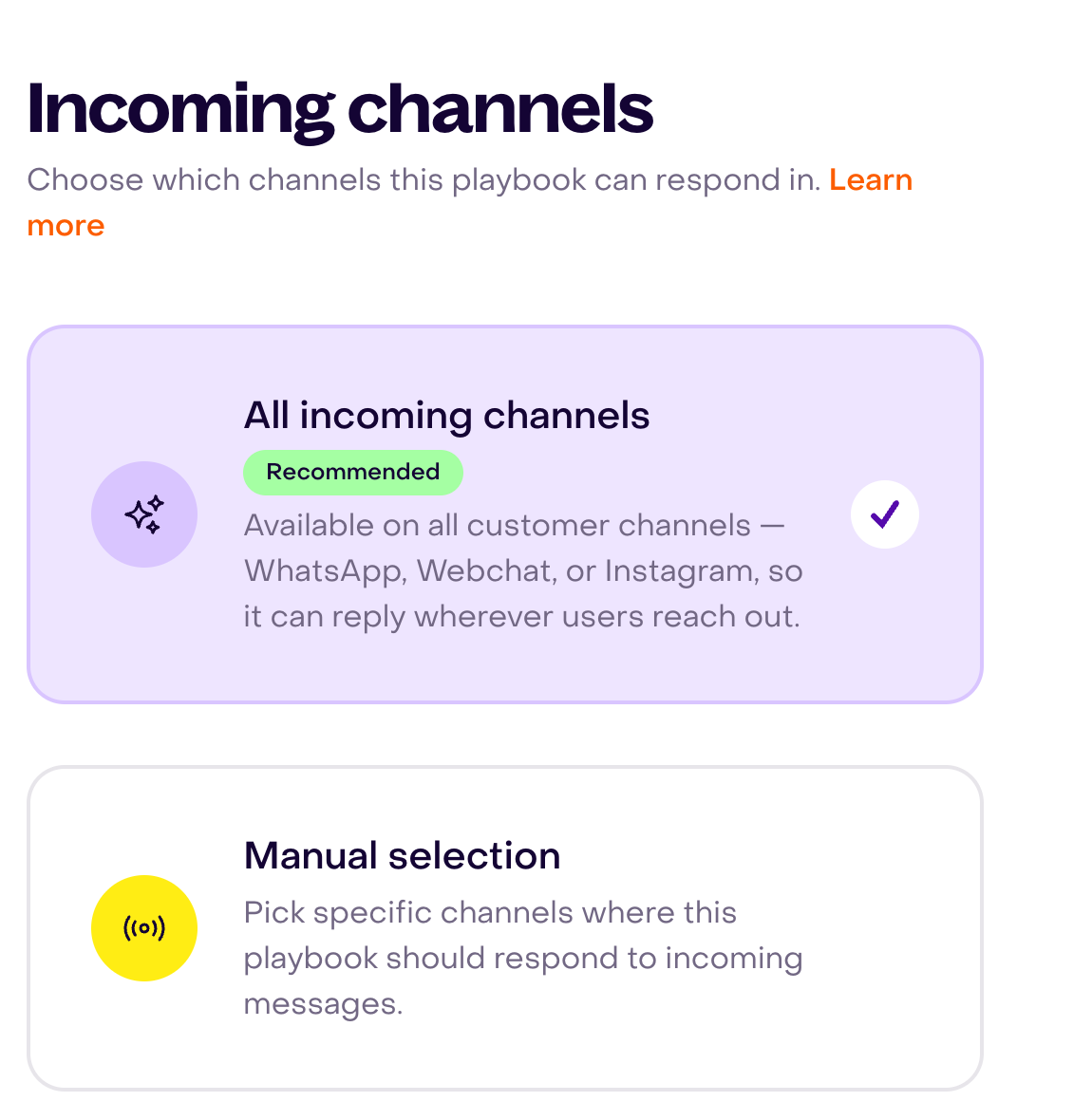 Shared incoming channels without saving