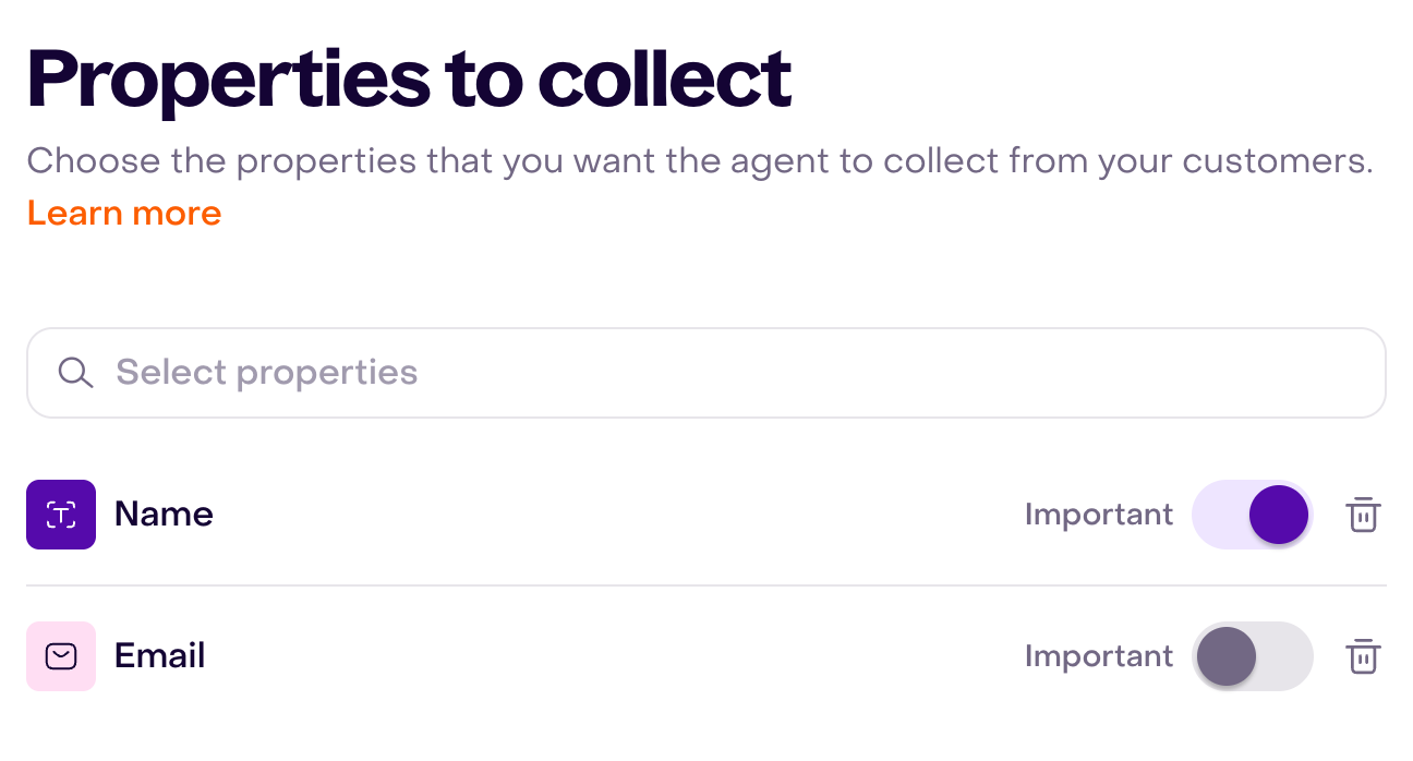 Important name and optional email without collection