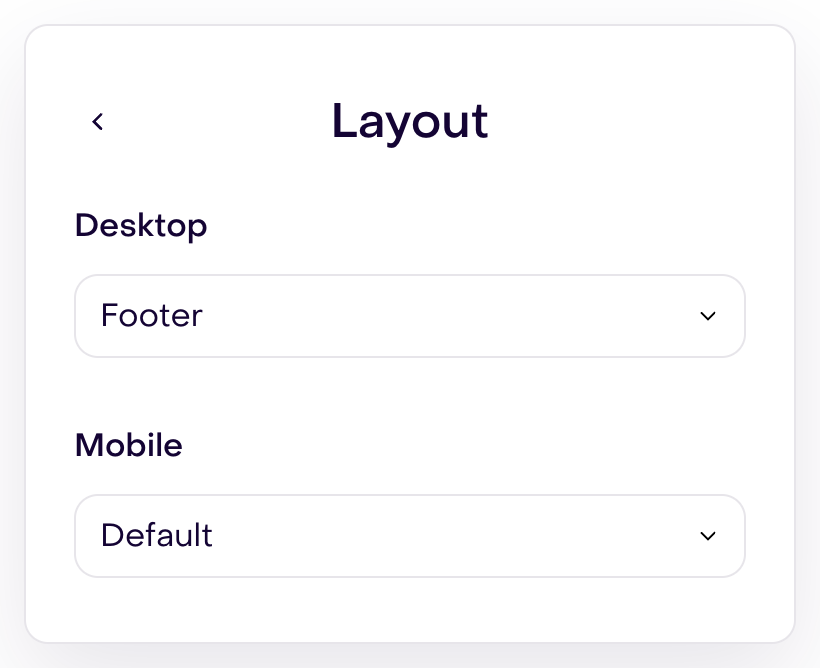 Layout panel with separate desktop and mobile layouts.