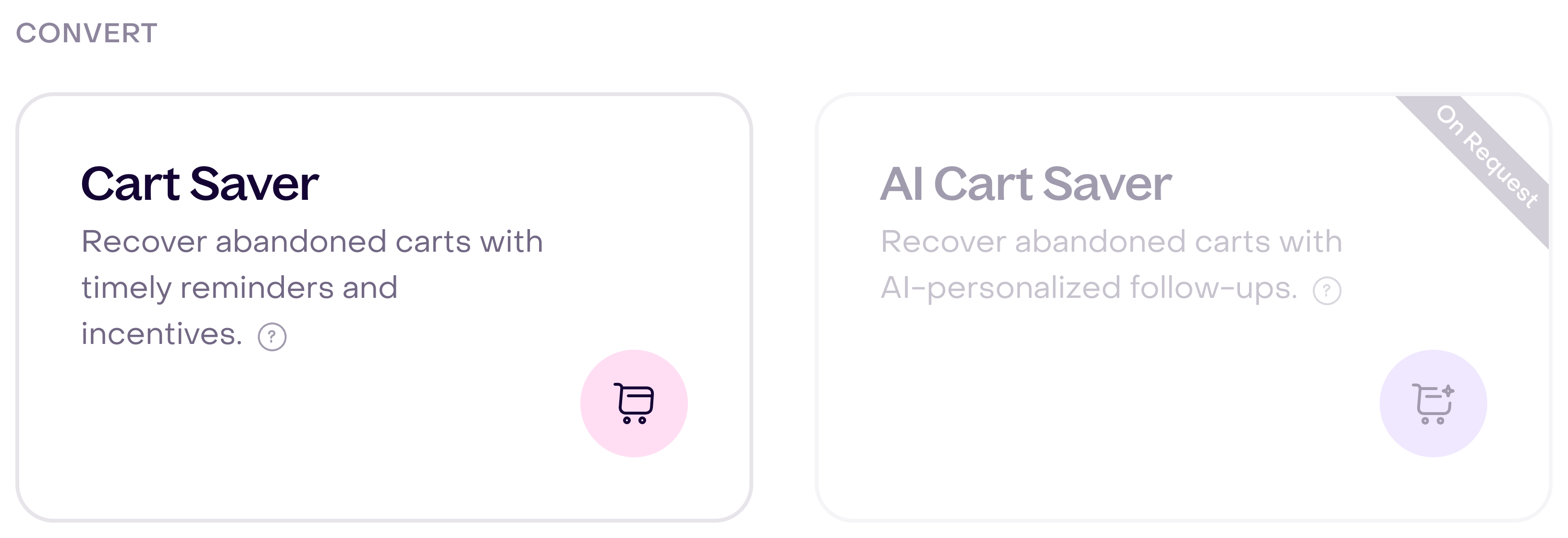 Hellotext catalog showing the Cart Saver and AI Cart Saver cards.