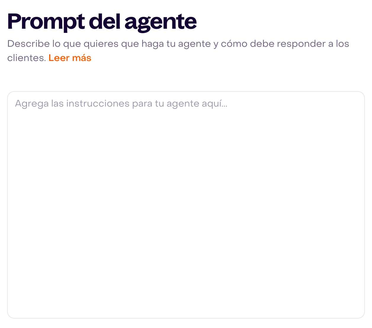 Prompt vacío de Agente Personalizado