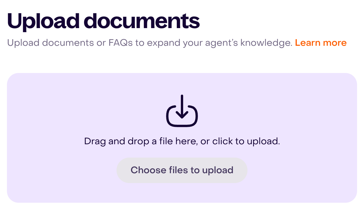 Knowledge upload area without a selected file